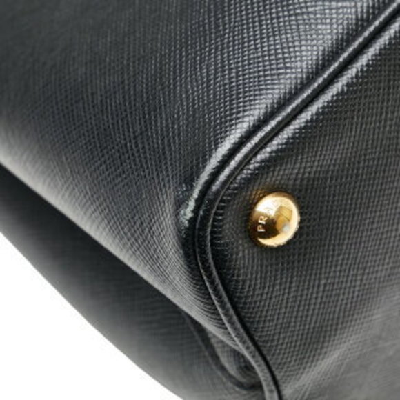 Prada Doubre Triangle Logo Plate Shoulder Bag Black Navy Blue Crocodile - Picture 6 of 10